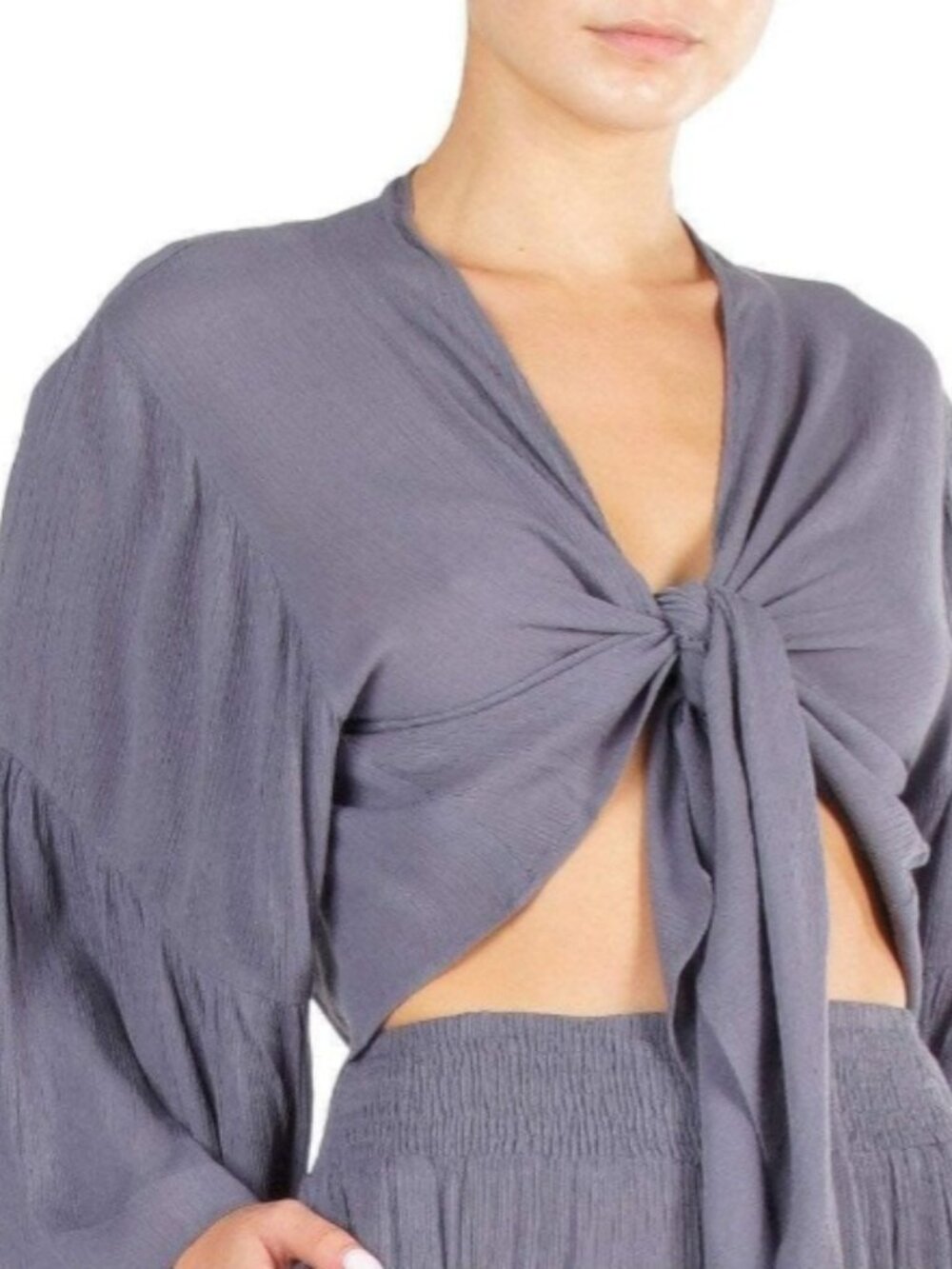 Elan Bell Sleeve Tie Top